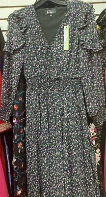 Sam Edelman Size 2 OR 4 Navy Stretch Smock Tie Asymmetrical Midi Cocktail Dress