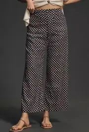 NWT Maeve The Colette Cropped Wide-Leg Linen Trousers 25