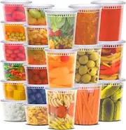 [WGCC] Deli Containers With Lids 48 Sets - Disposable Soup Container 16oz, 32oz - Plastic Food Container, Leakproof, BPA Free, Microwave/Freezer/Dishwasher Safe