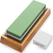 [Sharp Pebble] Premium Sharpening Stones 2 Side Grit 3000/8000 Whetstone - Kitchen Knife Sharpener Waterstone with Non-Slip Bamboo Base & Flattening Stone