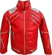 [Nuixen ltd] Kids MJ Beat It Jacket Red Leather MJ Beat Song Jacket for Boys Children