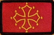 Toulouse France Flag Iron-On Patch Patch Occitan Cross Black Border #01