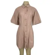 ASOS DESIGN Size 6 Women Leather Look Mini Button Through Shirt Dress W17