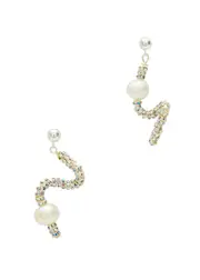 Pearl Octopuss.y Tiny Snakes Embellished Drop Earrings - Silver ONE SIZE