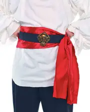 Pirate Belt with Red Sash & Skull Buckle