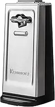 Kenmore Electric Can Opener - Extra-Tall, Smooth-Touch Side-Cut Blade, Safe Storage, Automatic Operation, Opens Regular & Pop-Top Cans, Camping Tool, Kitchen Gadget, Secure Grips, Black & Steel