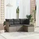 4 Piece Garden Sofa Set with Cushions Grey Poly Rattan AU Stock Outdoor Li