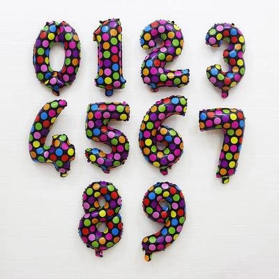 45cm Polka Dot Number Foil Balloon Birthday Wedding Party New Years 1234567890