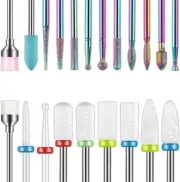 21pcs Nail Drill Bits Sets, 3/32 Inch Diamond Cuticle Electric Nail File and
