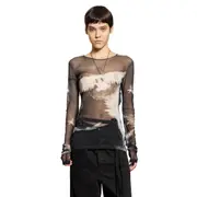 [ANN DEMEULEMEESTER] Fiene ''Doves'' Print Long Sleeve T-Shirt Black