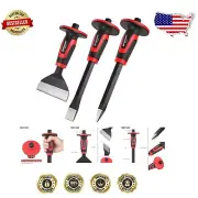 Durable 3PCS Masonry Chisel Set: 11" Point, 11" Flat, 8" Brick with Safety Guard