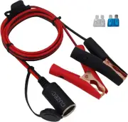 CUZEC 12V/ 24V Extension Cord Plug Socket with Battery Clamp 4.9FT / 1.5M 16 AW