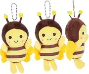 COMNESTBI 3Pcs Plush Bee Pendant Cute Stuffed Bee Hanging Ornaments Soft Bag Decor for Backpacks Purses and Lightweight and Portable Key Chain Accessories