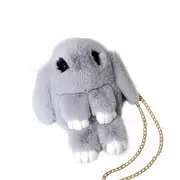 Women Cute Plush Fashion Cartoon Lovely Rabbit Single Shoulder Cross Bag light grey