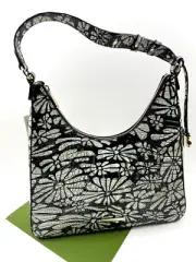 Brahmin Tabitha Daisy Batik Melbourne Shoulder Leather Bag Purse Navy NWT