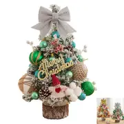 60cm Tabletop Artificial Christmas Tree with Hanging Ornaments Xmas Ball Desktop Decor for Home Dining Table-Green