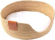 Straw Nest Cat Bed, Round Cat Sleeping Supply Weaving Pet Bed with Removable Cushion,Dog Bed Puppy Bed, Cat Basket Bed for Cats, Kitten, Rabbit (M)