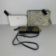 Mimco Purse Bundle x 3 Leather Sequin Shiny Pouch Wristlets Crossbody BNWT