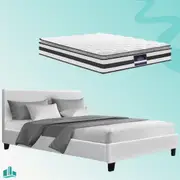 Double Package | Coogee Bed White & Normay Series Pillow Top Mattress (Medium Firm)