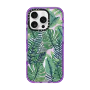 iPhone 16 Pro Impact Case MagSafe Compatible Green jungle floral on transparent background