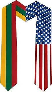 [Ruchikaj] 2025 Lithuania Flag and USA Flag Graduation Stole Graduation Sash for International Student (Baccalaureate Gown and Hat Not Included), Lithuania and Usa