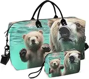[YXYZRMY] Bears Swim Underwater Travel Duffel Bag Gym Bag Sports Tote Bag with Multiple Interior Pockets Shoulder Weekender Bag for Women Men with Toiletry Bag 20.5”x 7.9”x 13.8”, Multi-Colored, one