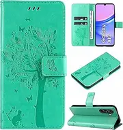 [Hancda] Case for Samsung Galaxy A15 5G/4G, Leather Case Wallet Flip Cover with Card Holder Slot Design Pattern Magnetic Stand Strap Shockproof Phone Case Cover for Samsung Galaxy A15 5G/4G,Green