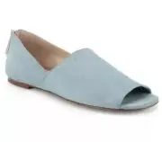 Botkier New York Size 6 M Maxine Peep Toe Flats Leather Seafoam Retail $118 NIB