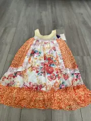 NWT Jona Michelle summer Orange Chiffon sun dress girls size 10