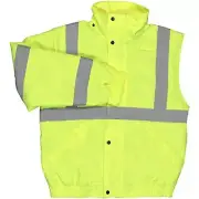 ERB 62084 S492 ANSI Class 3 Jacket with Zipoff Sleeves, Lime Green, 4X-Large