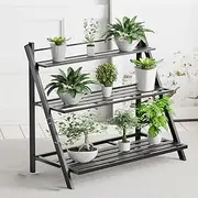 Plant Stand Indoor, Outdoor Plant Stands Aluminum Plant Shelf ,Anti-Rust Plant Holders Display Rack for Flower Pots,3 Tier & Black