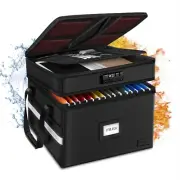 ETRONIK Fireproof Document Box with Lock, 2 Layer File Cabinet Organizer with...