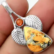 Maligano Jasper Indonesia & Sunstone 925 Sterling Silver Pendant Jewelry P-1416