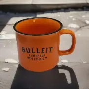 Bulleit Bourbon Orange Frontier Whiskey Ceramic Coffee Cup Mugs (2)