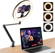 APEXEL USB 10' Ring Light for Desk with Stand and Phone Holder, Ring Light with