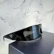 PRADA Sunglasses Black Symbole Logo Wrap Mask Shield Runway
