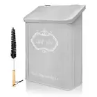 Gray Metal Magnetic Lint Bin For Laundry Room With Lid & Bonus Lint Brush