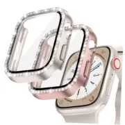 2-Pack Bling Case for Apple Watch Screen Protector SE 44mm Starlight+Rose Gold
