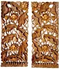 Set of 2 Wood Floral Wall Panel Hand Carved Frame Plaque Decor Art Living Room