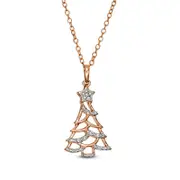 Natural Diamond Accent Christmas Tree Pendant in Sterling Silver with 14K Rose Gold Plate