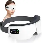 Eye Massager with Heat, Eye Mask with 7 Massage Modes, Compress, Vibration and Bluetooth Music, Eye Care Gift, for Relax, Reduce Strain, Gifts for Women, Men, Friend, Mom and Dad, White