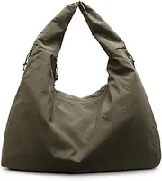 [Obosoyo] Slouchy Tote Bag 2025 Nylon Solid Pleated Handbag Men Women Large Shoulder Travel Gym Commute Hobo Weekend Vacation