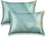 Satin Pillowcase for Hair and Skin, Marble Printed Pillow Cases Set of 2, Silky Floral Print Pillow Covers Fashion Leopard Pillowcase with Envelope Closure,Marble D,Standard