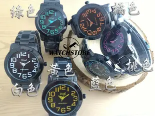 C&F 立體浮雕數字黑鋼腕錶 情侶對錶 媲美 CK MK MJ SEIKO G-SHOCK