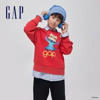 在飛比找蝦皮商城優惠-Gap 男童裝 Gap x 史迪奇聯名 Logo印花刷毛圓領