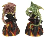 ~❤️~DRAGON Red Or Green On Lava Volcano Statue Changing Lights Up Figurine 17cm