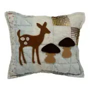 NEW Handmade Deer And Mushrooms Pillow Vintage Quilt Chenille Bedspread