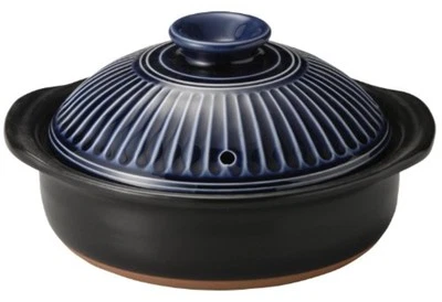 7.5 Inch Ginpo Kikka Donabe/Casserole Blue Lid by Kinpo F/S w/Tracking# Japan