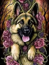 VAIIEYO 5D Diamond Art Kits for Adults Dog, Diamond Painting Animal Puppy, Paint by Numbers Full Drill Round Rhinestone Craft Canvas for Home Wall Decor Gift 12x16 inch