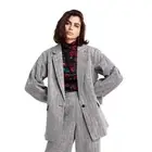 Rachel Comey Target Women Oversized Herringbone Tweed Linen Gray Blazer Career S